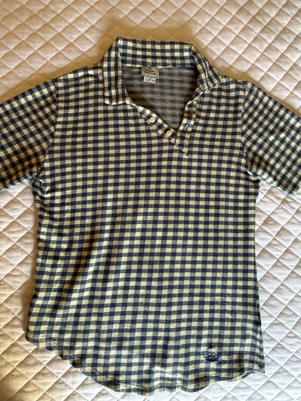 Vivienne Westwood polo with asymmetrical V-neck and tail